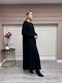 Noi 74208 Siyah Krep A Form Manşetli Elbise