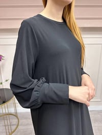 Noi 74208 Siyah Krep A Form Manşetli Elbise