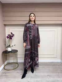 Noi 74225 Bordo Jarse Nokta Zincir Desen Elbise