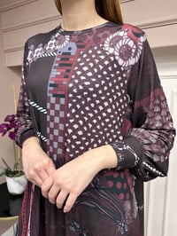 Noi 74225 Bordo Jarse Nokta Zincir Desen Elbise