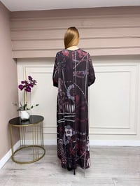 Noi 74225 Bordo Jarse Nokta Zincir Desen Elbise