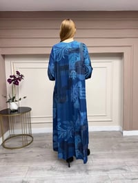 Noi 74226 Mavi Jarse Çiçek Desenli Elbise