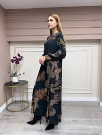 Noi 74226 Siyah Jarse Çiçek Desenli Elbise