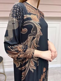 Noi 74226 Siyah Jarse Çiçek Desenli Elbise