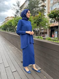 Nuss Triko 24K-029 İndigo Etekli Triko Takım