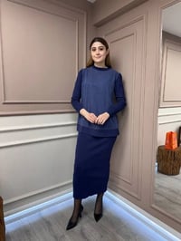 Nuss Triko 25K013 İndigo Merserize Triko Etek