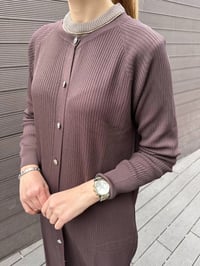 Nuss Triko 25K1110 Kahve Fitilli Uzun Triko Hırka