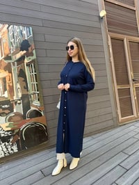 Nuss Triko 25K512 Lacivert Düğmeli Uzun Triko Hırka