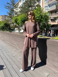 Nuss Triko 25Y1038 Kahve Omuz Detaylı İkili Takım