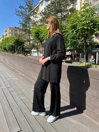 Nuss Triko 25Y1038 Siyah Omuz Detaylı İkili Takım