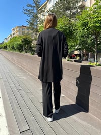Nuss Triko 25Y1038 Siyah Omuz Detaylı İkili Takım