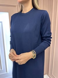 Nuss Triko 25Y1420 Lacivert Fitil Detaylı Triko Elbise