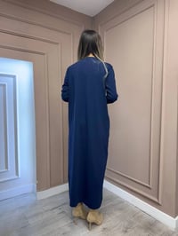 Nuss Triko 25Y1420 Lacivert Fitil Detaylı Triko Elbise