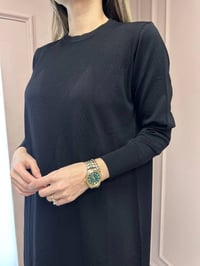 Nuss Triko 25Y1420 Siyah Fitil Detaylı Triko Elbise