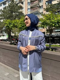 Nuss Triko 25Y6038 İndigo Taş Detaylı Kap