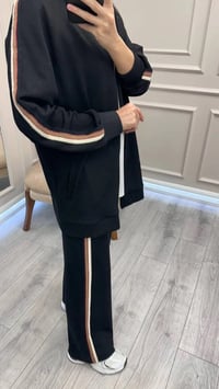 Nuss Triko 26K1039 Siyah Yanları Şerit Detaylı Takım
