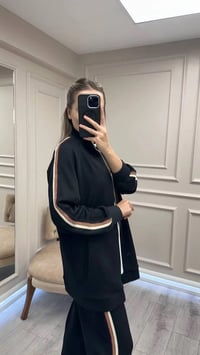 Nuss Triko 26K1039 Siyah Yanları Şerit Detaylı Takım