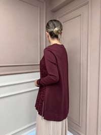Nuss Triko 26K3002 Bordo Önü Leopar Desen Arkası Triko Tunik