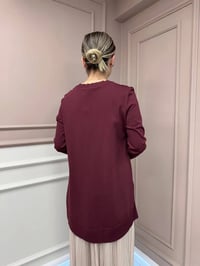 Nuss Triko 26K3002 Bordo Önü Leopar Desen Arkası Triko Tunik