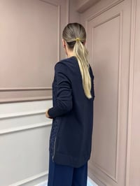Nuss Triko 26K3002 Lacivert Önü Leopar Desen Arkası Triko Tunik