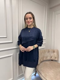 Nuss Triko 26K3003 Lacivert Önü Detaylı Tunik