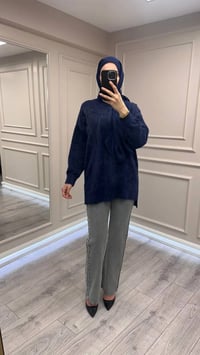 Nuss Triko 26K7004 Lacivert Angora Kazak