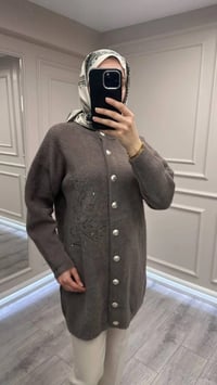 Nuss Triko 26K7007 Füme Angora Hırka