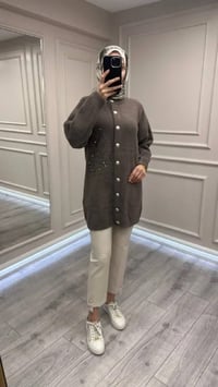 Nuss Triko 26K7007 Füme Angora Hırka