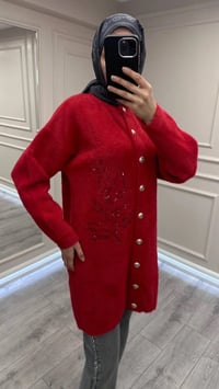 Nuss Triko 26K7007 Kırmızı Angora Hırka