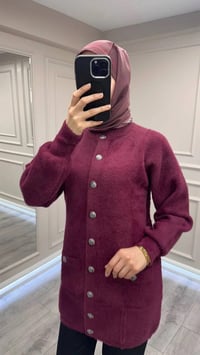 Nuss Triko 26K7008 Bordo Angora Hırka