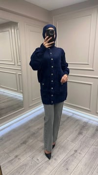 Nuss Triko 26K7008 Lacivert Angora Hırka