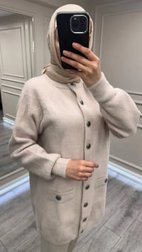 Nuss Triko 26K7008 Taş Angora Hırka