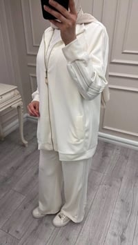 Nuss Triko 26Y1092 Ekru Şerit Detaylı Takım