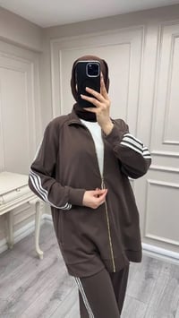 Nuss Triko 26Y1092 Kahve Şerit Detaylı Takım
