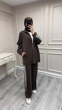 Nuss Triko 26Y1092 Kahve Şerit Detaylı Takım