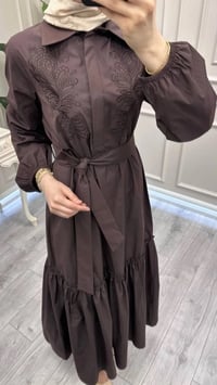 Nuss Triko 26Y2040 Kahve Kemerli Gömlek Elbise