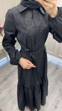 Nuss Triko 26Y2040 Siyah Kemerli Gömlek Elbise