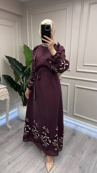 Nuss Triko 26Y2053 Bordo Nakış İşleme Detaylı Elbise