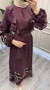 Nuss Triko 26Y2053 Bordo Nakış İşleme Detaylı Elbise