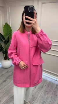 Nuss Triko 26Y6041 Pembe Nervür Detaylı Kap