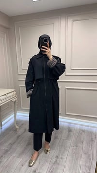 Nuss Triko 26Y6046 Siyah Bilek Detaylı Kap