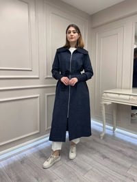 Nuss Triko 26Y6047 Lacivert Yanları Yırtmaçlı Kap