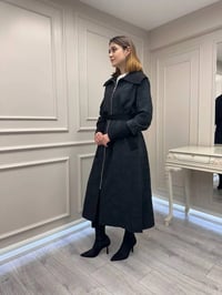 Nuss Triko 26Y6047 Siyah Yanları Yırtmaçlı Kap