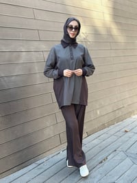 Nuss Triko 27K1040 Kahve Çizgi Detaylı Takım