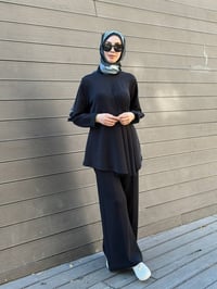 Nuss Triko 27K1044 Siyah Bel Detaylı Takım