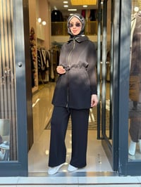 Nuss Triko 27K1047 Siyah Merserize Detaylı Takım