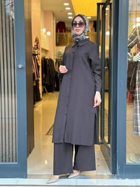 Nuss Triko 27K1096 Kahve Uzun Tunik Takım