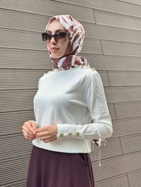 Nuss Triko 27K203 Ekru Düğme Detaylı Kazak