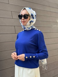Nuss Triko 27K203 Saks Düğme Detaylı Kazak