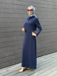 Nuss Triko 27K2044 Lacivert Omuzdan Kapak Detaylı Elbise